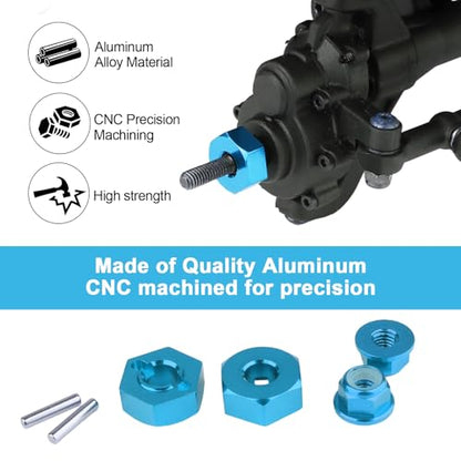 Hobbypark 12mm Aluminum Wheel Hex Drive Hub Adaptor (4P) & M4 Locknut (4P) RC Model Car Parts Blue
