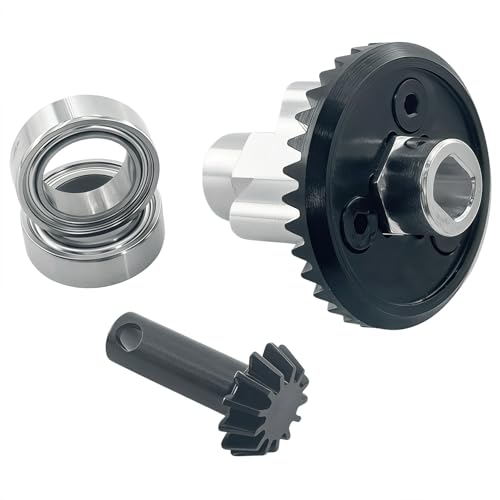 Hardened Steel Bevel Gear Set 13T/33T for 1/12 RC Car Axle, Metal Differential Bevel Gears with Bearings Upgrade