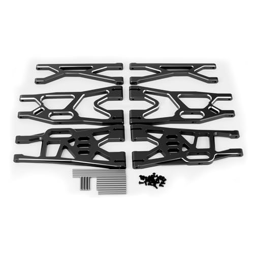 Aluminum Front Upper Lower Swing Arm Set & Rear Lower Suspension Arm for RC 1/5 X-Maxx (Black) - color: Black
