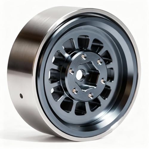 1.3” Aluminum Beadlock Wheels, -4.53mm Offset CNC 7 mm Hex Rims for 1/18 1/24 RC Crawler TRX4M, Axial SCX24 AX24, Redcat Ascent-18, FMS FCX24, 4 pcs, Gray - color: Gray