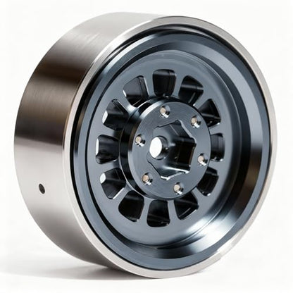 1.3” Aluminum Beadlock Wheels, -4.53mm Offset CNC 7 mm Hex Rims for 1/18 1/24 RC Crawler TRX4M, Axial SCX24 AX24, Redcat Ascent-18, FMS FCX24, 4 pcs, Gray - color: Gray