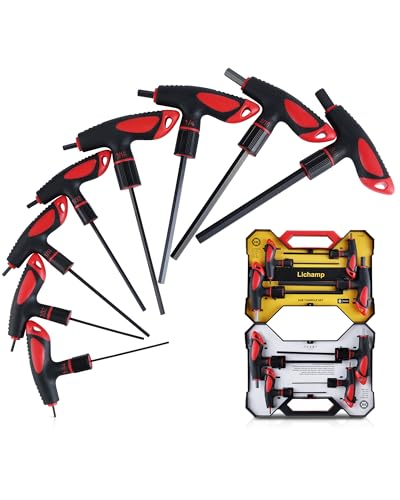 Lichamp T Handle Allen Wrench Set SAE, 8 Piece Heavy Duty Standard Long Tee Handle Allen Hex Key Set, 5/64-3/8 inch - size: 5/64 to 3/8 Inch