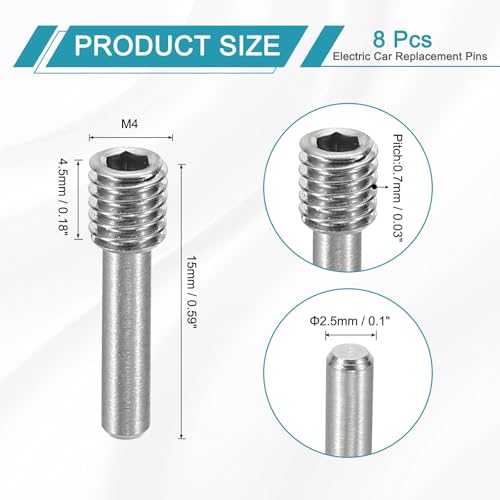 MECCANIXITY 8 Pack Driveshaft Screw Pins, M4x15x4.5mm Universal Stainless Steel Drive Shaft Screw Pins, RC Car Repair Parts for Electric Car/Truck Replacement - size: M4x15x4.5mm