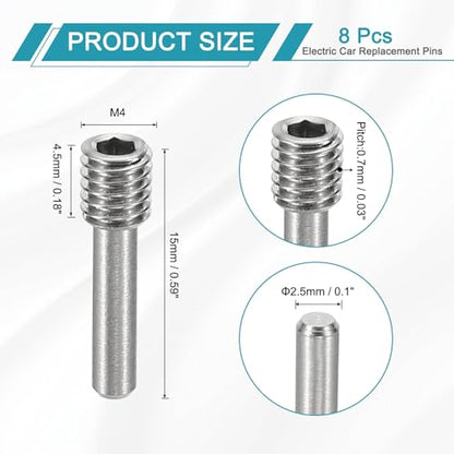 MECCANIXITY 8 Pack Driveshaft Screw Pins, M4x15x4.5mm Universal Stainless Steel Drive Shaft Screw Pins, RC Car Repair Parts for Electric Car/Truck Replacement - size: M4x15x4.5mm