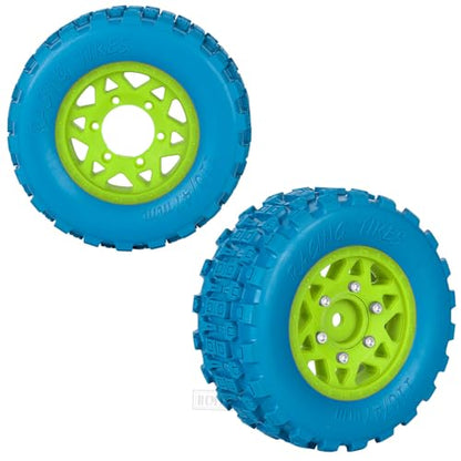 RC F/R Wheels and Tires Set w/Detachable Replace Running on Off-Road Tire RC Wheel Hex for 1/10 Slash 4WD 4×4 2WD/Arrm a Senton/Axia1/Rc 4wd/Redca t,12mm/14mm/17mm Hex,Green-Navy Blue（4PCS - color: Green-navy Blue(rc Wheels Tires)