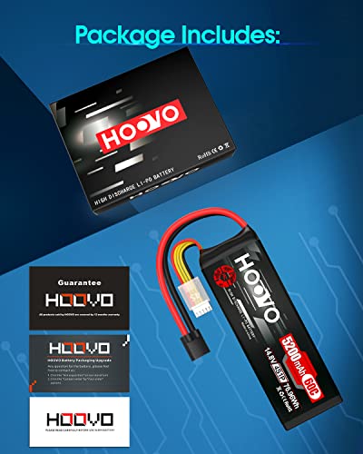 HOOVO 14.8V 5200mAh 60C 4S Lipo Battery with Connector for RC Helicopter RC Airplane Quadcopter Drone RC Boat