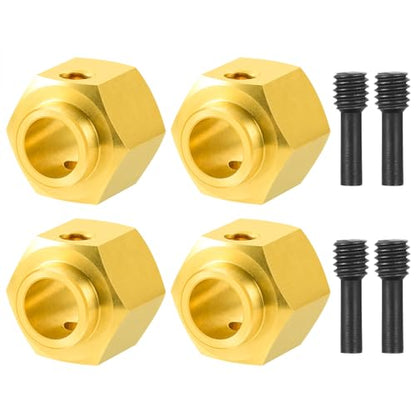 4Pcs Brass 12mm Wheel Hex Hubs Adapter, 9mm Thickness | 5mm, 8mm, 9mm, 10mm, 11mm, 12mm, Extension Combiner, Counterweight, For 1/10 Tra-xxas TRX4, RC Crawler Car - color: 9mm Thickness
