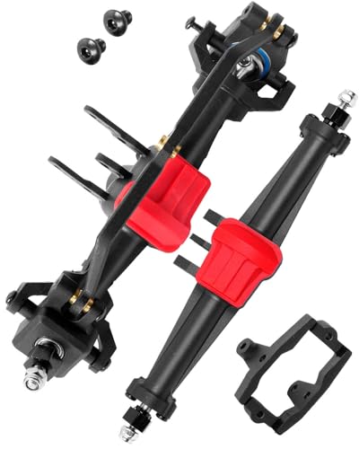 Axles Front Rear Axle w/Steering Servo Mount Upgrades Part for 1/18 TRX4M,Complete Axles Front Rear Axle,Black Red - color: Black Red - Portal Axles