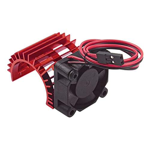 ShareGoo Aluminum 380 390 Motor Heatsink with Cooling Fan Electric Engine Heat Sink Compatible with HSP HPI Wltoys Himoto Redcat 1/16 1/18 RC Car (Red) - style: Red