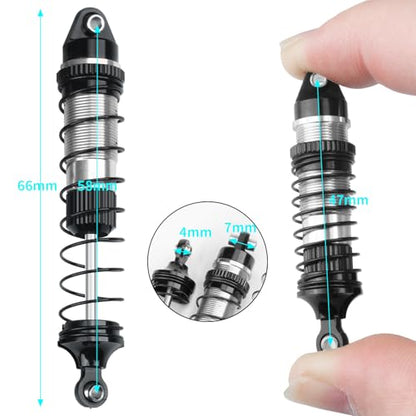 LSG 4Pcs Aluminum RC Shock Absorber Threaded Shocks for 1/18 LOSI Mini LMT 4x4 Brushed Monster Truck RTR Suspension Damper Upgrades Parts (Silver) - color: Silver