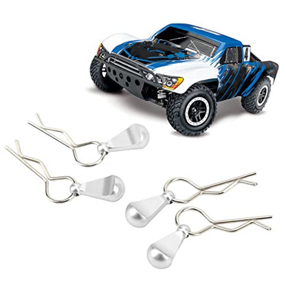 4Pcs RC Car Body Clips with Pull Tabs, Stainless Steel Universal Car Clips for 1 8 1 10 Remote Control Car Upgrade Parts (Silver) - color: Silver