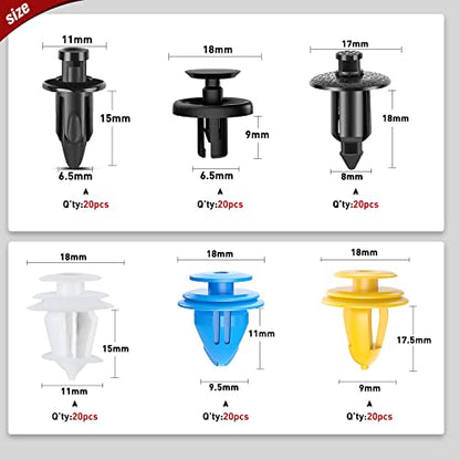Nilight 120Pcs Car Retainer Clips Fastener Remover 6.5mm 8mm 9mm 9.5mm 11mm Expansion Screws Replacement Kit Bumper Push Rivet Clips for GM Toyata Lexus Subaru - color: For GM Toyota Lexus Subaru - 120 Clips 6.5mm 8mm 9mm 9.5mm 11mm
