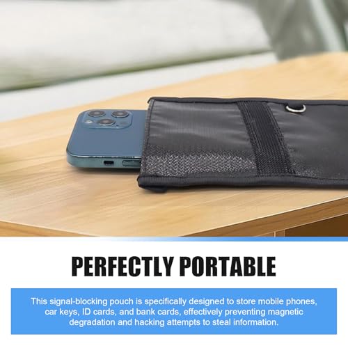 2 PCS Phone Faraday Bags, Key Fob Signal Shielding Pouch, Water & Fireproof RFID Blocking Bag for Phones, Car Keys, GPS Protection (Black)