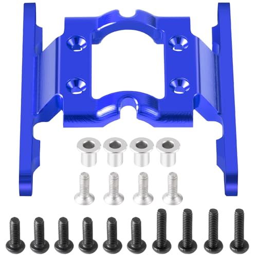 FCX18 Aluminum Center Frame Brace Transmission Skid Plate Mount | RC Car Gearbox Mount Compatible with FMS FCX18 LC80 1/18 RC Crawler Car Upgrades (Blue) - color: Blue