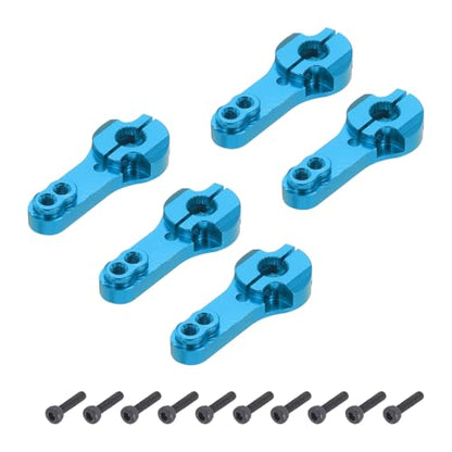 MECCANIXITY 5 Pcs Aluminum Servo Horn 25T Steering Arm 35mm Length Blue Suitable for DIY RC Car/Boat/Airplanes Boat Model Accessories with 2 Pcs Screws - color: Blue