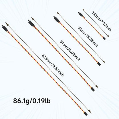 Twisted Servo Extension Cable w/Safety Clip 20AWG 60 Core Male to Female | Crazepony Servo Extension Cable Twisted Wire for RC Vehicles, Drones, E-Bikes, RC Model - 4 Lengths / 2 Wires per Pack
