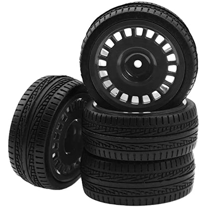 Outer Diameter 70mm Rubber Tires & Nylon 12mm Hex Hub Wheel Rims Compatible with Tamiya HPI Kyosho HSP 1/10 1/12 On-Road Touring Car,WLtoys 1/14 144001 1/18 A959B RC Buggy (Black) - color: Black