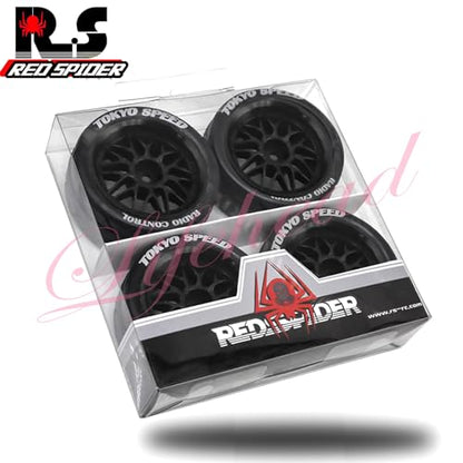 Lifehead 65mm RC On-Road Rally Car Tires and Wheels for 1/10 RC On-Road Touring Drift Car HSP 94123 Tamiya XV01 TT01 TT02 HPI Kyosho FAZER MK2 TRAXXAS 4-TEC 2.0/12mm Hex - color: Black