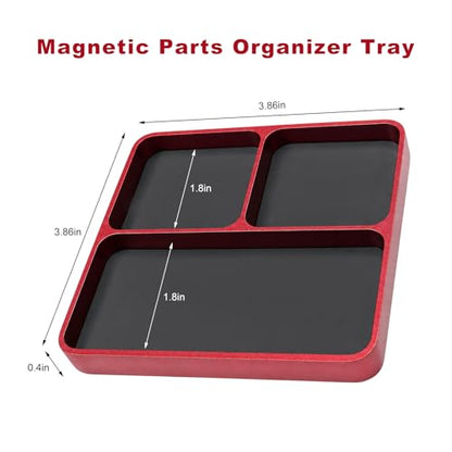 Magnetic Parts Tray, Aluminum Alloy Auto Repair Screws and Parts Organizer, Magnet Hardware Holder Tray for Car RC Repair Phone Electronics Maintenance, Car Accessories (Red) - color: Red