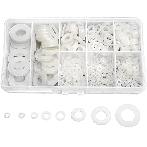 510 Pcs White Nylon Flat Washer Assortment Kit for Electrical Connections on Household & Commercial Appliances, (M2 M2.5 M3 M4 M5 M6 M8 M10) | Suitable for Electrical Connections on Household and Commercial Appliances., (M2 M2.5 M3 M4 M5 M6 M8 M10) Includ