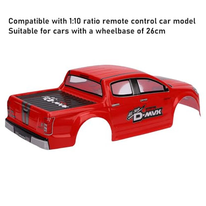 DAN&DRE RC Truck Body Shell Universal PVC 1/10 Remote Control Car Shell for 26cm Wheelbase RC Truck (Red) - color: Red