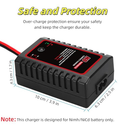 N8 NiMH NiCd Battery Charger for 2-8s Battery Packs, 1A/2A Smart RC Charger with Tamiya Connector & Alligator Clips for RC Cars, Ship Model, Drones, Airsoft