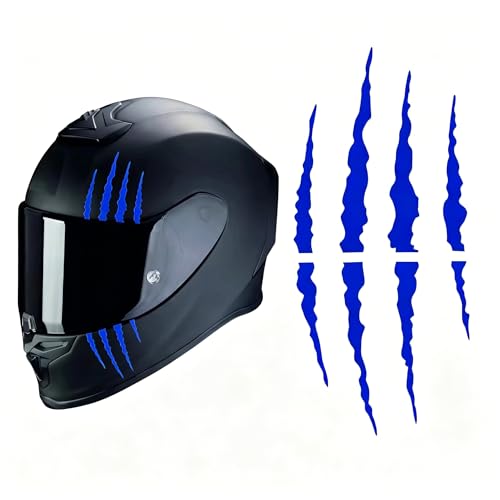 Motorcycle Helmet Sticker, Monster Claw Scratch Reflective Decal, Waterproof Anti-scratch Decoration Film, DIY Self-adhesive Accessory for Helmet & Vehicle Body & Laptop & Wall (Blue) - color: Blue