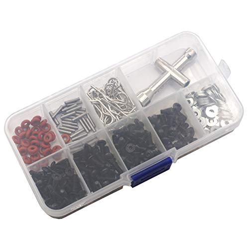 Vgoohobby Special Repair Tools Kit Screws Box Set M3 Flat Washer Body Clips Pins Compatible with Traxxas HSP HPI Redcat Axial 1/8 1/10 RC Car Truck (240/lot)