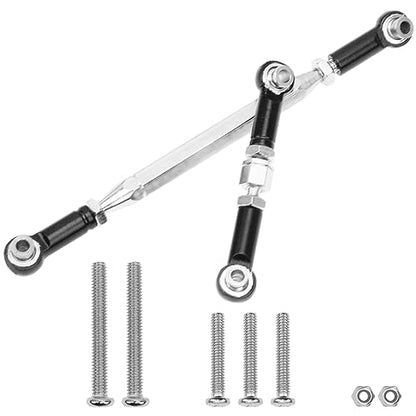 Metal Adjustable Turnbuckles Camber Links Pull Rod Steering Servo Linkages Tie Rod Compatible with MN Model D90 99S MN90 1/12 RC Crawler Car (Black) - color: Black