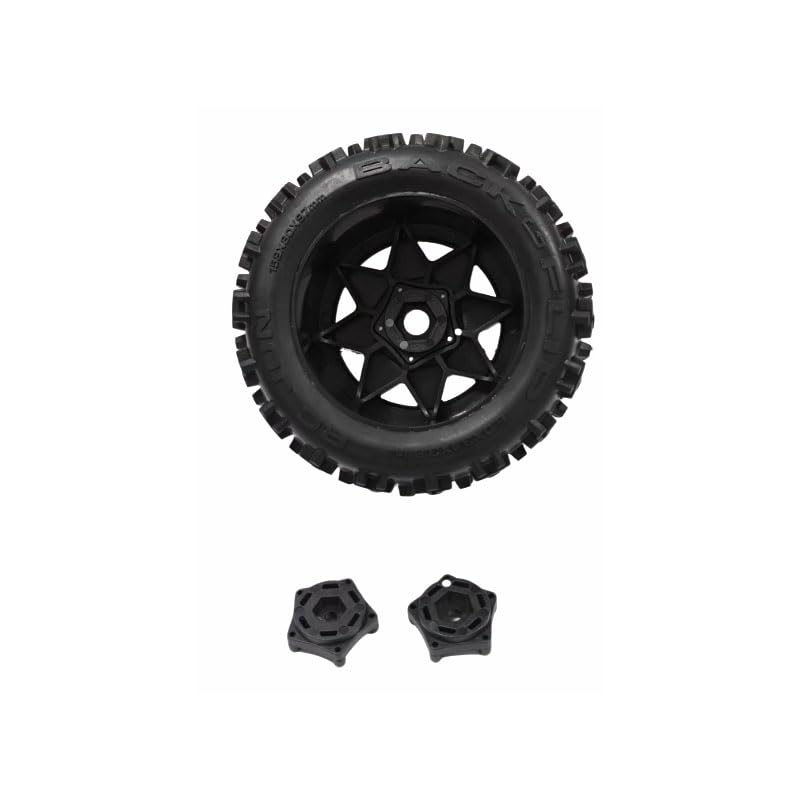 RC Remote Control Car MAXX ARRMA Truck Outcast 1/10 4WD Monster Tires Rubber Tires for Extreme Flips Coupler Compatible with 12MM x 14MM x 17MM Dimensions: 6.0 x 3.1 x 3.8 in Black (Set of 4) - color: Black, size: 1/10