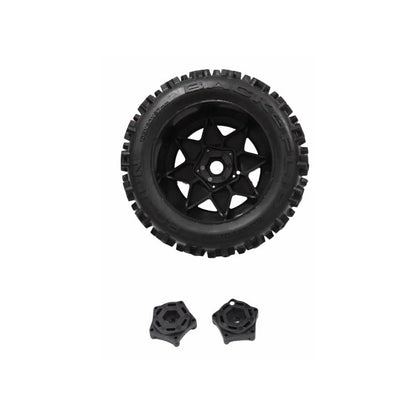 RC Remote Control Car MAXX ARRMA Truck Outcast 1/10 4WD Monster Tires Rubber Tires for Extreme Flips Coupler Compatible with 12MM x 14MM x 17MM Dimensions: 6.0 x 3.1 x 3.8 in Black (Set of 4) - color: Black, size: 1/10