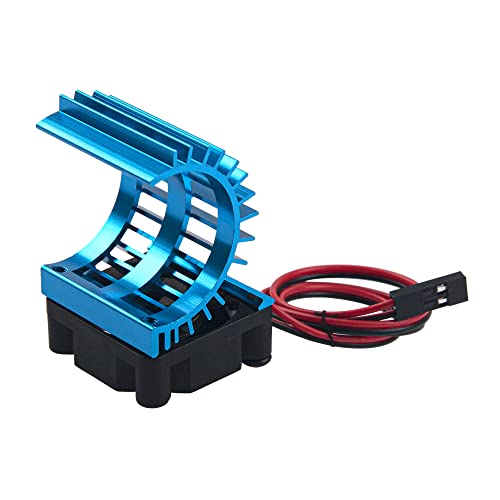 ShareGoo Aluminum 380 390 Motor Heatsink with Cooling Fan Electric Engine Heat Sink Compatible with HSP HPI Wltoys Himoto Redcat 1/16 1/18 RC Car (Blue) - style: Blue