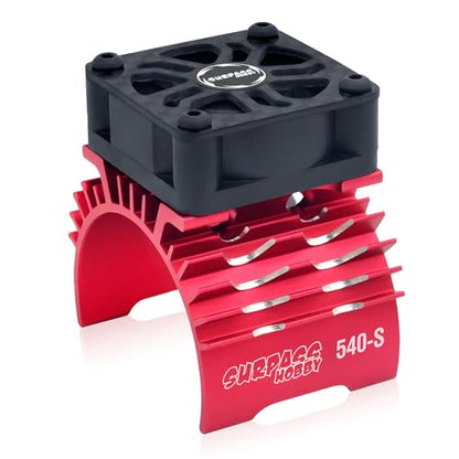 Surpass Hobby RC Motor Fan, 28000RPM Alluminum Motor Fan with Heatsink for RC Car 1/8 1/10 Scale 540 550 3650 3660 3670 Motor (Single Red) - style: Red-single Fan for 36mm Motor