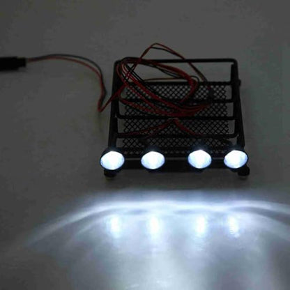 RC Car Roof Rack, LED Lights Durability Iron Axial Scx10 1/10 Rc Crawler Car (4 White)