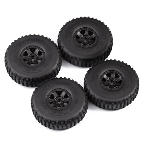 4PCS 2.2 inch Beadlock Plastic Wheel Rims 142mm Rubber Tyre Tires Set 12mm Hex Compatible with 1/10 RC Rock Buggy Crawler Car Axial SCX10 TRX4 Wraith 90018 RR10 Bomber (Black) - color: Black