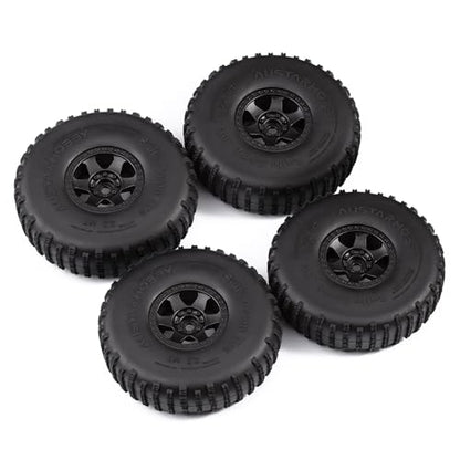 4PCS 2.2 inch Beadlock Plastic Wheel Rims 142mm Rubber Tyre Tires Set 12mm Hex Compatible with 1/10 RC Rock Buggy Crawler Car Axial SCX10 TRX4 Wraith 90018 RR10 Bomber (Black) - color: Black