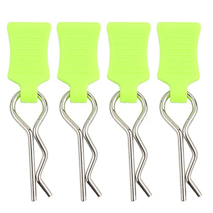 4pcs Universal RC Car Body Clips with Pull Tabs Pins for 1/8 1/10 /12 RC Car Shell Replacement Parts (Yellow Green) - color: Yellow Green