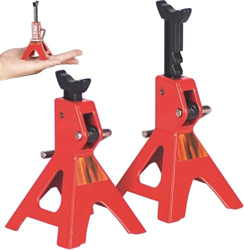 2-Pack Adjustable Metal RC Jack Stands, 3 Ton Repairing Tool Height 60.5-91mm Support Stands for 1/8 1/10 1/12 Scale TRX-4 Axial SCX10 Wraith Tamiya CC01 RC4WD D90 RC Car Repair Display - size: Small 2Pcs