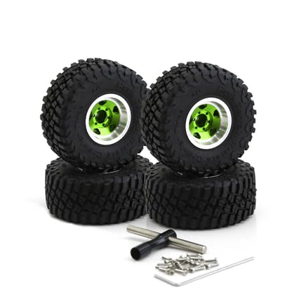 REDSPIDER 1.0 Tires Metal Wheel hub Set（4pcs）， 1.0 Crawler Tires for 1：24 1:18 RC Scale Rock Crawler Car SCX24 FMS FCX24 TRX4M Axial AX24 90081 Gladiator Bronco C10 (Green) - color: Green