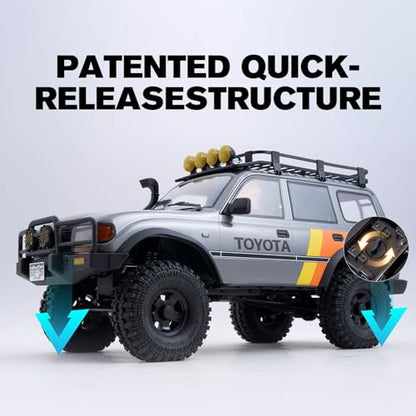 FMS FCX10 1/10 RC Crawler Land Cruiser LC80 Toyota Licensed, 4WD 2.4Ghz RC Rock Crawler, Hobby Grade Off-Road RC with Lighting, Climbing Car Remote Control Car for Adults Grey RS Need to Complete - color: Gray