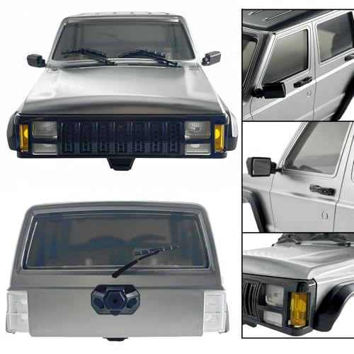 6.10in Wheelbase ABS Hardtop Cherokee Body for TRX4M Bronco Defender Chassis, 1/18 RC Crawler Body Shell with Front & Rear Bumpers (Silver Grey) - color: Silver Grey