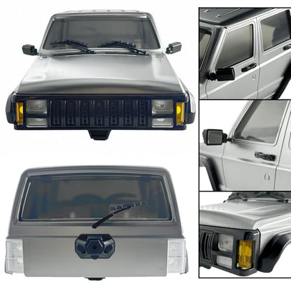 6.10in Wheelbase ABS Hardtop Cherokee Body for TRX4M Bronco Defender Chassis, 1/18 RC Crawler Body Shell with Front & Rear Bumpers (Silver Grey) - color: Silver Grey