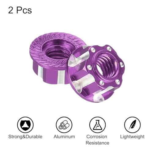 MECCANIXITY Hexagonal Nuts Aluminum M4 RC Wheel Carving Hex Nuts Dustproof Anti-Skid Mount Cap for 1/10 RC Model Car Trucks Off Road Car Upgraded Parts Pack of 2(Purple) - color: Purple
