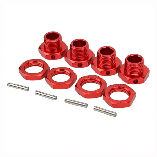 RC Aluminum 17mm Wheel Hex Nuts with Wheel Hub Wrench Repair Tool Set Upgrades Part for 1/8 RC Cars Trucks Off Road Buggy Arrma Typhon Kraton 6S 3S Traxxas E-Maxx E-Revo Mojave (Red) - color: Red