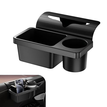Car Window Storage Organizer, Multifunctional 2 in 1 Car Window Storage Box with Cup Holder, Universal Hanging Auto door Storage Organizer, for Sedan Truck SUV (Black)