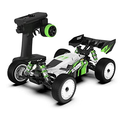 RC Car, 1/14 Scale 2.4GHz Remote Control Car, 4WD 60km/h High Speed Racing Car, Off-Road Buggy Drift Car RTR with Aluminum Alloy Chassis, Fast Race Buggy Hobby Car
