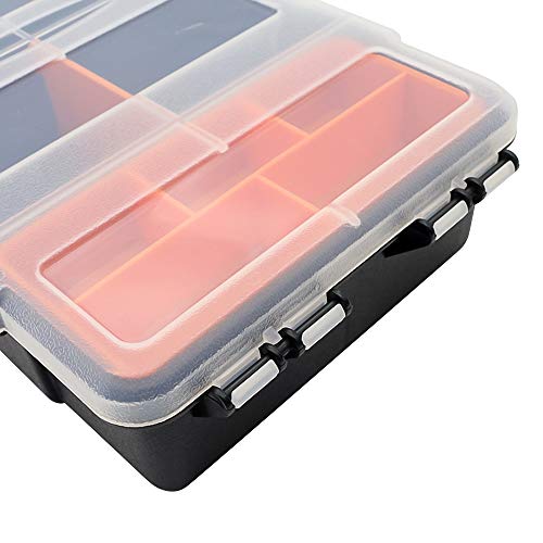 Small Tool Parts Box, Plastic Tool Storage Case, Home Hardware Organizer with Removable Dividers, Small Toolbox for Nails, Screws, Nuts and Bolts, 10-Compartment - size: 15.5x22.5x5.6cm/6.1x8.9x2.2in