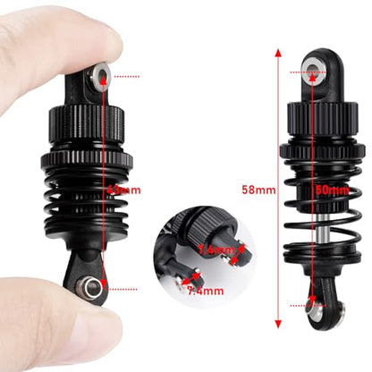RC Aluminum 50mm Front & Rear Oil Filled Shock Absorber Adjustable Damper Set Compatible with Tamiya M03 M04 M05 M06 1:10 On Road Car Upgrades Replace Parts (Black, 50mm)