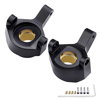 Hobbypark Brass Steering Knuckles Carriers and Brass Extended 7mm Wheel Hex Hubs Adapters for Axial SCX24 Upgrades Parts 1/24 RC Crawler Car (Black-Gold) - color: Black-gold