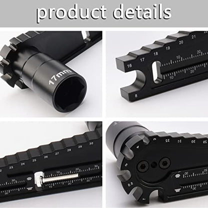 4 in 1 Multi Use 16-32mm RC Ride Height Gauge & 17mm Nut Driver & Turnbuckle Wrench & Screws Length Measurement Tool & Hex Screwdriver Set for 1/8 1/10 RC Cars, Pack of 5